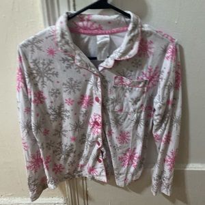 Pink & Grey Snow Flag Pajama Tops